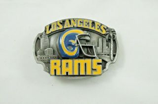 Vtg 1988 Los Angeles Rams Nfl Pewter Enameled Belt Buckle Siskiyou 1192/10,  000