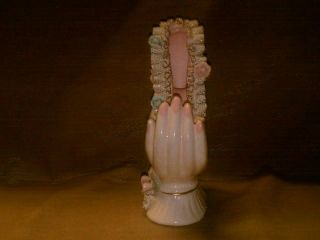 Vtg Fairyland Imports Japan Lady ' s Hands w/ High Heel Shoe - Porcelain Lace - Pink 2