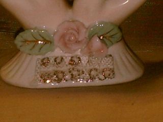 Vtg Fairyland Imports Japan Lady ' s Hands w/ High Heel Shoe - Porcelain Lace - Pink 5