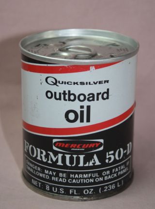 Vintage Quicksilver Outboard Motor Oil Tin/can 50 - D 8 0z Mercury Marine Usa