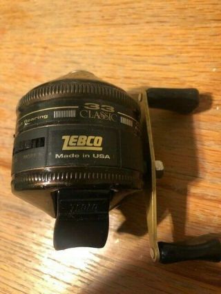 Vintage Zebco 33 Classic Spin - Cast Fishing Reel Made In Usa