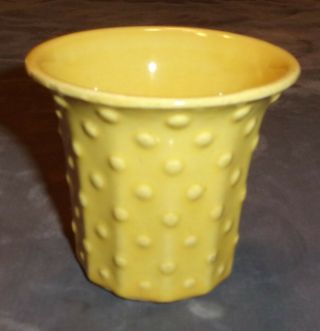 Vintage 1940s 50s Nelson Mccoy Pottery Small Yellow Gloss Hobnail Planter Pot 3 "