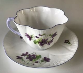 Vintage Shelley Floral “violets” 13821 Fine Bone China Cup And Saucer - England