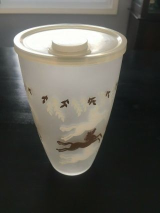 Vintage 1950’s Libby Frosted Racing Horse Mixing Glass Barware