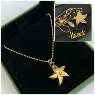 Vintage Jewellery Lalique Gold Plated Flower Pendant / Necklace In Harrods Box