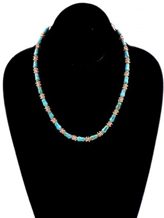 Vintage Native American Turquoise Coral Sterling Necklace Bracelet Set