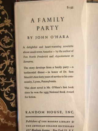 John O’Hara “A Family Party” First Edition 1st Printing 1956 - 5