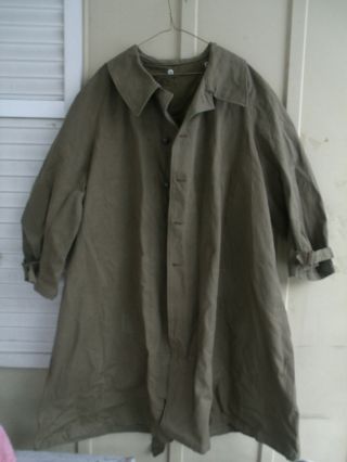 Vintage Military French Green Motorcycle Trench Coat 1960 