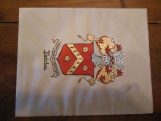 Vintage Tarleton Coat Of Arms Hand Painted Hand Illuminated 10 5/8 X 8 5/8 In.