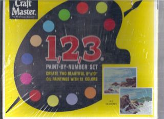 Vintage Craft Master Paint - By - Number Set K - 2 Seascape 2 Paintings,  1968