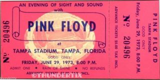 5 1972 - 77 Pink Floyd Vintage Full Concert Tickets Scrapbooking,  Bonus