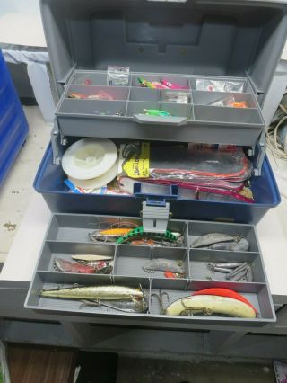 Plano Loaded 2 Max Vintage Fishing Lure Tackle Box Full Of Lures Hooks