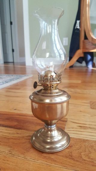 Vintage Hurricane Oil Lantern Lamp Glass Solid Brass - Hand Made In India 9.  75 "