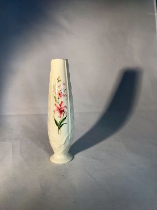 Vintage Belleek Ireland - Country Trellis Pattern Bud Vase 7 " Tall -