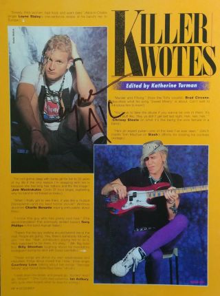 Layne Staley Autographed/hand - Signed Vintage Page;alice In Chains