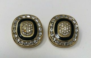 Vintage Christian Dior Rhinestone Earrings Missing One Pave Rhinestone