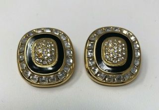 Vintage Christian Dior Rhinestone Earrings Missing One Pave Rhinestone 2