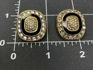 Vintage Christian Dior Rhinestone Earrings Missing One Pave Rhinestone 5