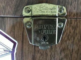 Vintage Porta File Metal Document Holder Box By Ballonoff Wood Grain Lock Key 5