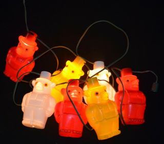 Vintage Blow Mold Plastic Bear Patio Light String Set Of 7 Camping Rv Retro Noma