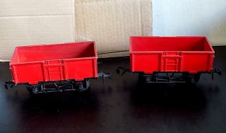 Vintage Plastic O Gauge Railway Coal / Mineral Wagons X 2.  Made In England