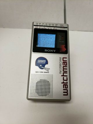 Sony Watchman FD - 30A Portable AM FM Radio TV VHF UHF Case Box NY Giants 2