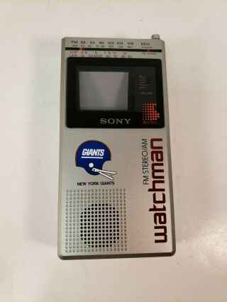 Sony Watchman FD - 30A Portable AM FM Radio TV VHF UHF Case Box NY Giants 3