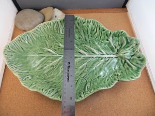 Vintage Portugal Majolica Bordallo Pinheiro Green Cabbage Leaf Serving Tray 5