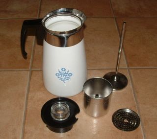 Vintage Corning Ware 9 Cup Stove Top Coffee Pot Complete