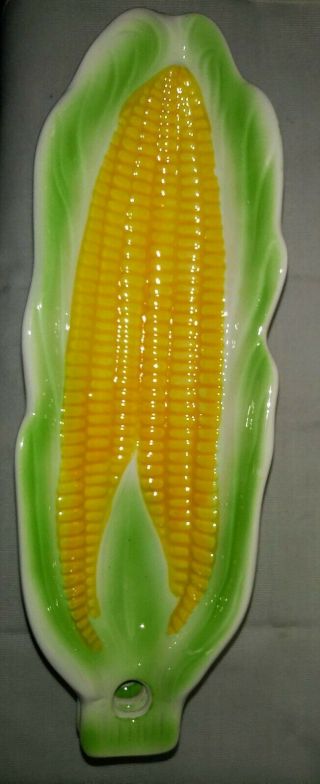Set Of 6 Vintage Ceramic Corn On The Cob Butter Roller Plates Made In Japan.