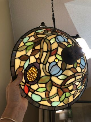 Vintage Tiffany Style Lamp Shade Flush Mount Stained Glass Fruit Design