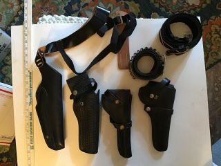 (4) Vintage Gun Holsters & Ammo Belts