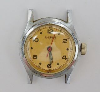 Vintage Clebar Military Style,  17 Jewel Swiss Movement.  Bronze Dial