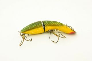 Vintage Heddon Baby Gamefisher Minnow Green Scale Antique Fishing Lure Eh3