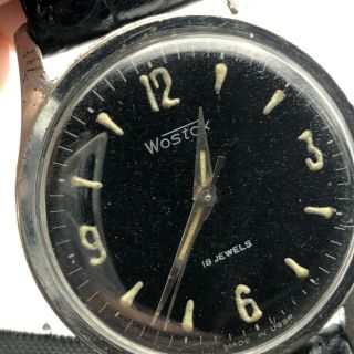 Vintage Watch VOSTOK Military style Black dial WOSTOK Soviet USSR 70s 4