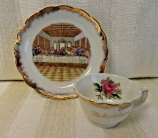 Vintage The Last Supper Mini China Cup And Saucer Made In Japan