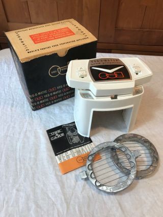 Vintage 1961 Veg - O - Matic Food Chopper 2 Cutters,  Box And Instructions