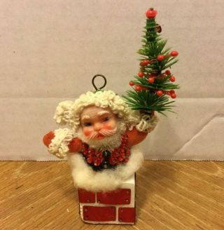 Vintage Walco Holiday Christmas Ornament Sequin Santa Claus Ornament