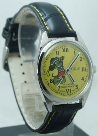 Vintage Yellow Micky Mouse Dial Fhf St - 96 17jewels Hand Winding Luxury Watch