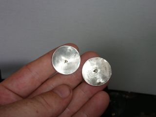 Estate Pair Vintage Solid Sterling Silver Round Earrings Signed Homer 3