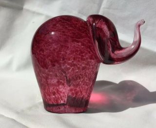 Vintage Wedgwood Speckled Cranberry Glass Elephant