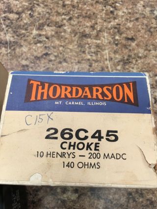 Nos /nib Vintage Thordarson 26c45 Filter Choke Transformer.