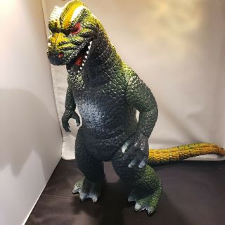 Vintage 1986 Dor Mei - Godzilla Monster - Green Yellow 15 " Jointed Bright Paint