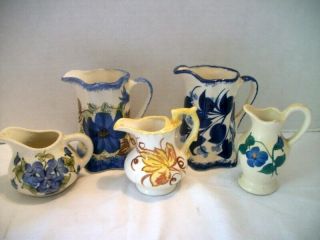 Five Vintage Cash Family Clinchfield Pottery Erwin Tennessee Pitchers