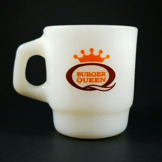 Vintage Good Morning Anchor Hocking Milk Glass Coffee Mug Cup Burger Queen