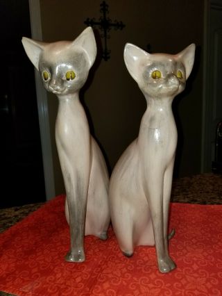 Vintage Anthony Freeman Mcfarlin Calif Pottery Cats Signed 137 Sphinx Siamese