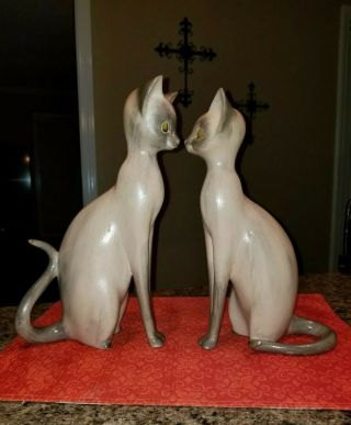 Vintage Anthony Freeman McFarlin Calif Pottery CATS Signed 137 Sphinx Siamese 2