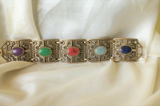 Vintage Sarah Coventry Cabochon Bracelet : Very Ornate 2