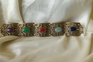 Vintage Sarah Coventry Cabochon Bracelet : Very Ornate 3