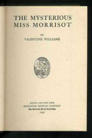 VALENTINE WILLIAMS The Mysterious Miss Morrisot 1st US ed 1930 HB DW Mannequin 3